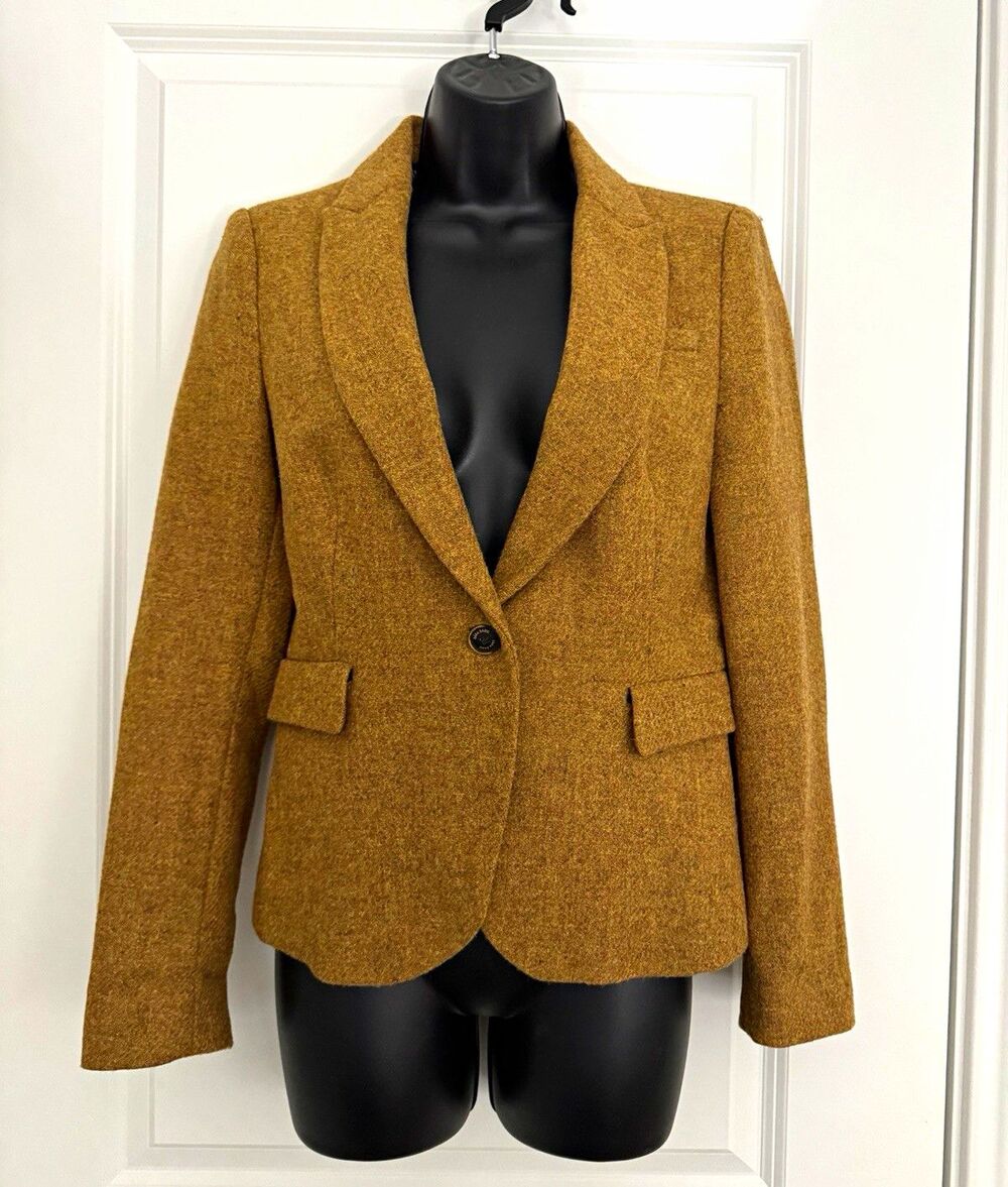 Zara Basic Women's Brown Wool Blazer Elbow Patches